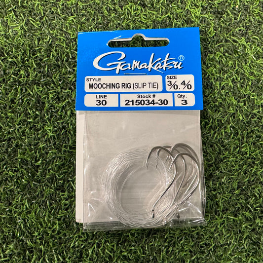 Gamakatsu Slip Tie Mooching Rig 3/0, 4/0 Hooks (Nickel, 30-Pounds Leader)