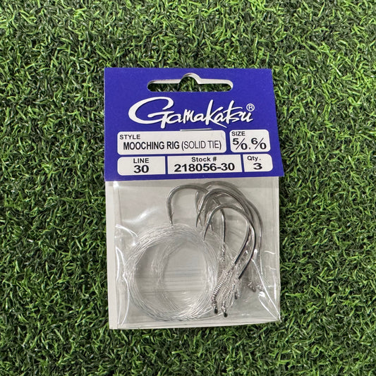 Gamakatsu Solid Tie Mooching Rig 5/0, 6/0 Hooks (Nickel, 30-Pounds Leader)